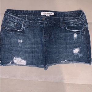 F21 Distressed Jean Mini Skirt